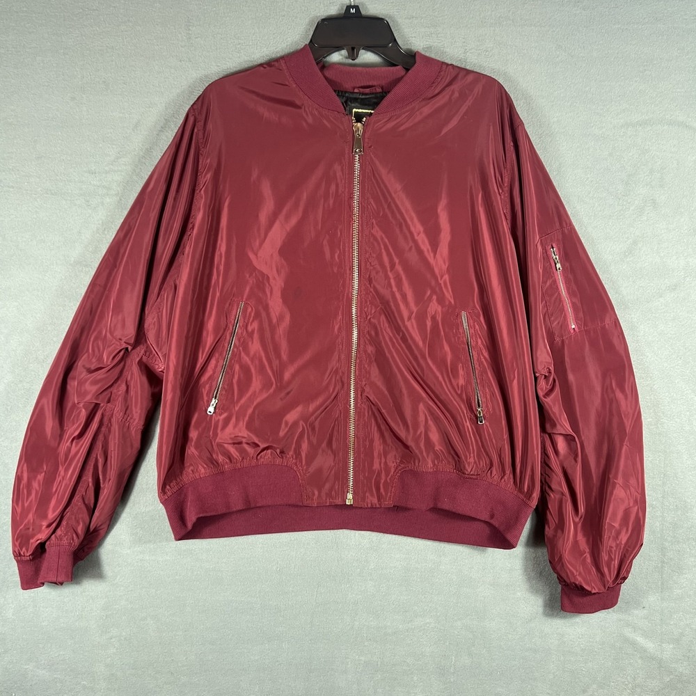 Unbranded Women's 2X Plus Size Burgundy Full Zip Bomber Jacket Outerwear Coat